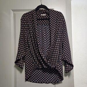 Pleione Black and Pink Patterned Blouse